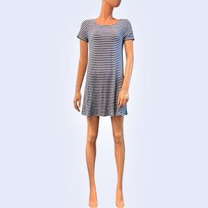 LOFT Petite Striped Short Sleeve Tie Back Dress